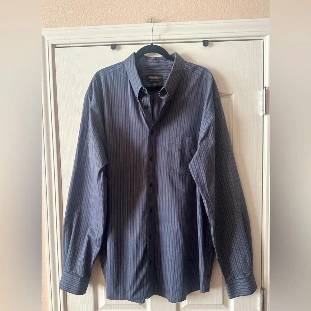 NWOT Eddie Bauer Big & Tall Relaxed Fit Wrinkle‎ Resistant Button Down Shirt XXL